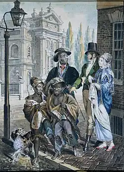 Questioning Chimney Sweeps before Christ Church, a c. 1813 portrait by John Lewis Krimmel