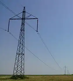 Pylons of the line in the Volgograd Region