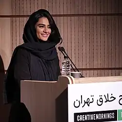 A picture of Hiwa Seyfizade's speech at the 20th CreativeMornings event in Tehran