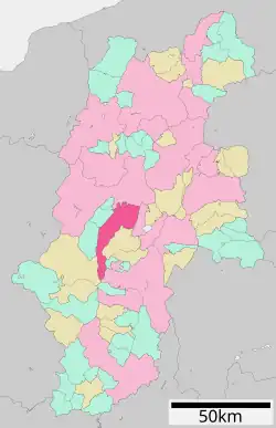 Location of Shiojiri in Nagano Prefecture