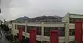 A panoramic view of the East Campus cafeteria, taken in 2015, with Mount Tai in the distance.