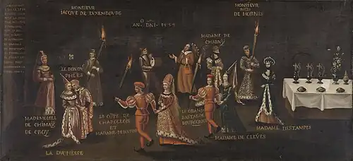 An anonymous sixteenth-century painting showing participants of the Feast of the Pheasant