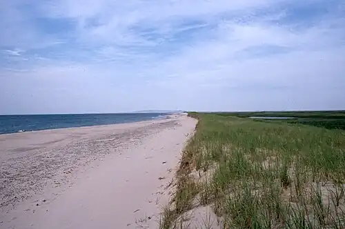 Sandy Hook Dune,[18] a hook-shaped sand spit about six kilometres (3.7 mi), Havre Aubert island