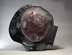 Profile', molten glass, cut engraving, 48 x 49 x 10 cm, 2015