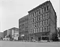 00 Block of Monroe from Woodward Avenue with the Second Williams Block at 16-30 Monroe in the foreground, 1989.