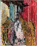 Self-Portrait with a Hat, 1983, Oil on photographic paper laid down on canvas, 60 x 48 cm.