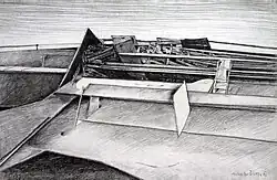 Hooded countryside, 1993, charcoal , 65 x 100 cm