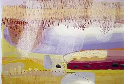 Ivo Křen, Summer Rain, linocut 65 x 95 cm, consecutive print in 27 colours, 2014