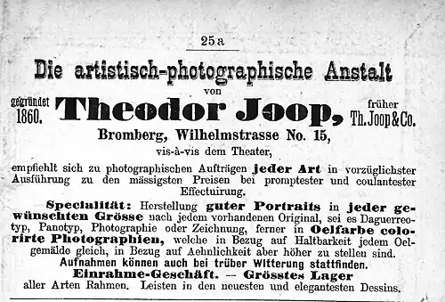 Advertising for Th. Joop in 1890