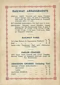 Back cover showing railway & entrance charges