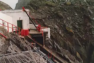The top of a funicular railway for transporting materials from the boat landing up to the lighthouse