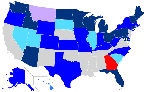 Net changes to lower house seats after the 2006 elections      +1 Dem seat      +2 Dem seats      +3–5 Dem seats      +6–88 Dem seats      +1 Const. seat      +5 Rep seats