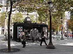 Newspaper kiosk on the Champs-Élysées.