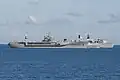 HDMS Peter Willemoes, USS Mount Whitney and HMS Bulwark underway on 29 October 2015.