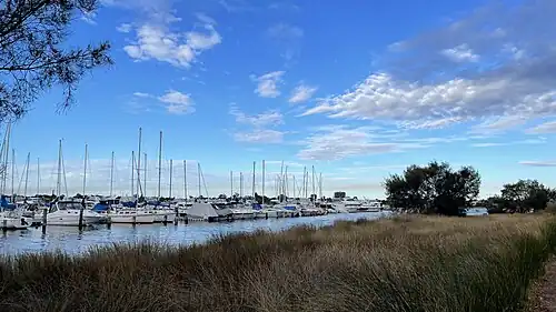 Yacht club pier from Canning Beach Road