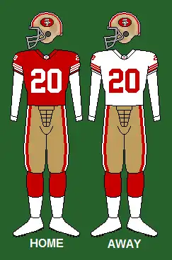 The uniform of the San Francisco 49ers, 1991-1995.