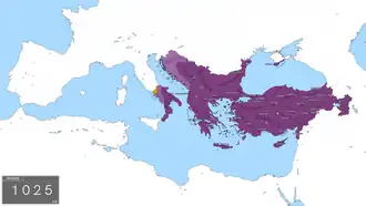 The Byzantine Empire at the death of Basil II, 1025
