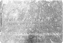 Inscription on the grave of Frederick Augustus Hely