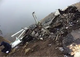 Twin engine passenger aircraft crash on the ground