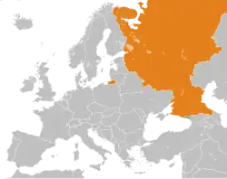 Map indicating locations of Abkhazia and Russian Federation