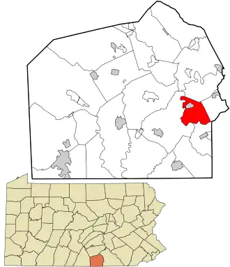 Location in Adams County and the state of Pennsylvania.