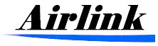 Airlink in black italics over a blue slash