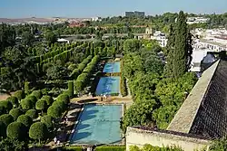 General view of the gardens from the Tower of the Lions