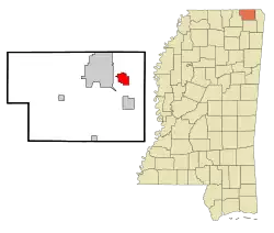 Location of Farmington, Mississippi