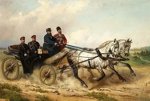 Emperor Alexander III and Kaiser Wilhelm in the open landau (1888)