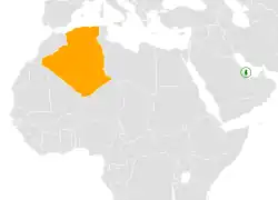Map indicating locations of Algeria and Qatar