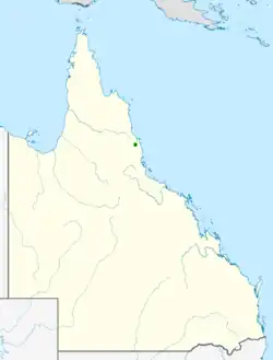 Map of Queensland showing highlighted range covering a small area in Far North Queensland
