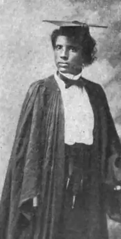 Althea M. Brown in academic regalia, from a 1902 publication.