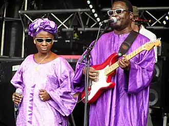 Image 23Malian musical duo Amadou et Mariam are known internationally for their music, combining Malian and international influences. (from Culture of Mali)