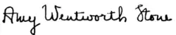 Amy Wentworth Stone signature