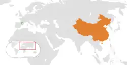 Map indicating locations of Andorra and China
