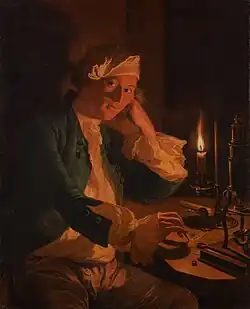 A Scientist Seated at a Desk by Candlelight, 1767