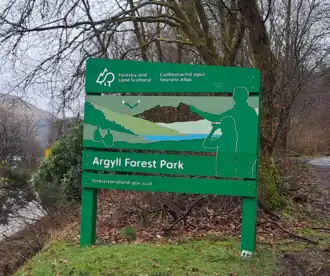Signage at the entrance to the Argyll Forest Park