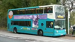 Arriva Medway Towns 6419 (GN04 UEJ), a Volvo B7TL/TransBus ALX400, seen on Brooklands Road, Weybridge, operating a shuttle between Weybridge railway station and Mercedes-Benz World. The bus was part of Operation Overdrive in 2004.