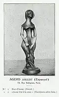 August Agero, Jeune fille à la rose, wood sculpture, Exposició d'Art Cubista, Galeries Dalmau, Barcelona, 1912, catalogue