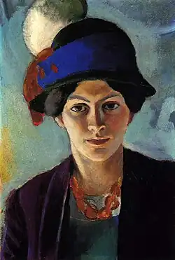 The artist's wife in blue hat, 1909
