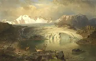 Fjord Landscape with Glacier and Reindeer (1896)