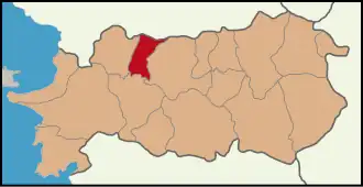 Map showing İncirliova District in Aydın Province