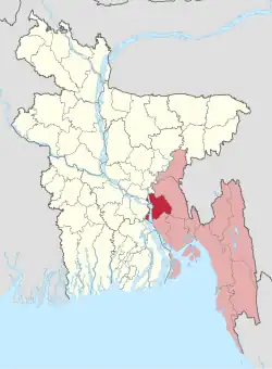 Location of Chandpur District within Bangladesh