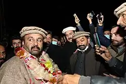 Baba Jan with AWP activists in Gilgit.