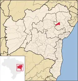 Location of Santaluz in Bahia
