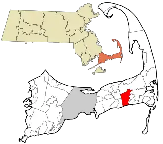 Location in Barnstable County and the state of Massachusetts.