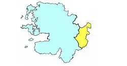 Barony map of County Mayo, 1900; Costello is yellow