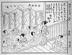 Bath in Kusatsu i by Vega expedition member Olof Sörling [sv] during S/S Vega's stay in Japan September–November 1879