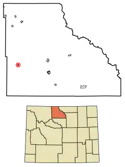 Location of Burlington in Big Horn County, Wyoming.