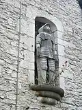 Bodelwyddan Castle, Medieval knight on NE facade c. 1840.